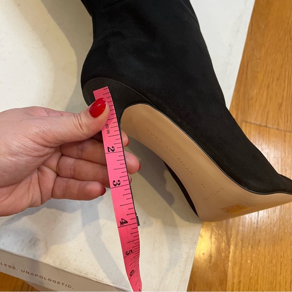 ❌SOLD❌ Good American Women’s 100% Suede Over the Knee Boots Slouchy Black 7 NWT - Picture 10 of 15